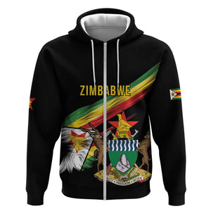 Zimbabwe Wings Flag Zip Hoodie Proudly Zimbabwean - African Pride