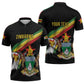 Personalized Zimbabwe Wings Flag Zipper Polo Shirt Proudly Zimbabwean