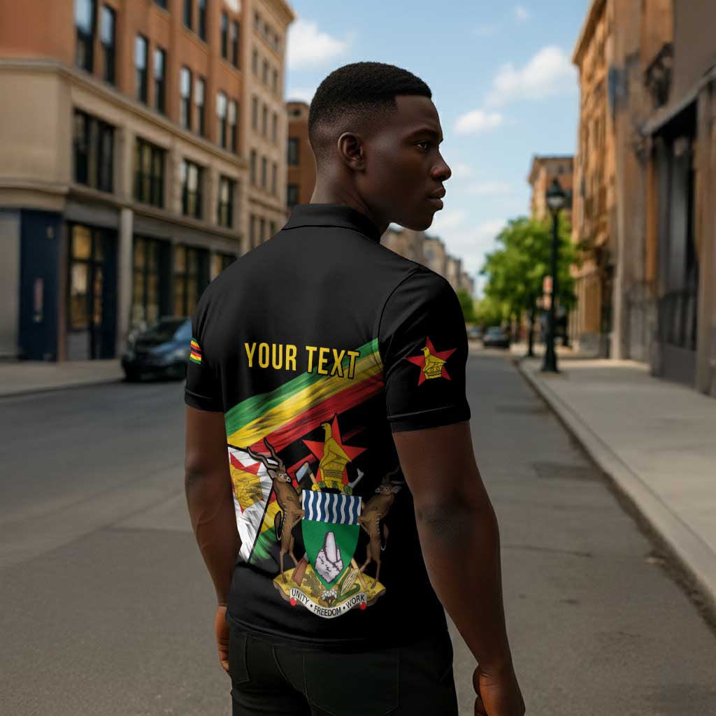 Personalized Zimbabwe Wings Flag Zipper Polo Shirt Proudly Zimbabwean