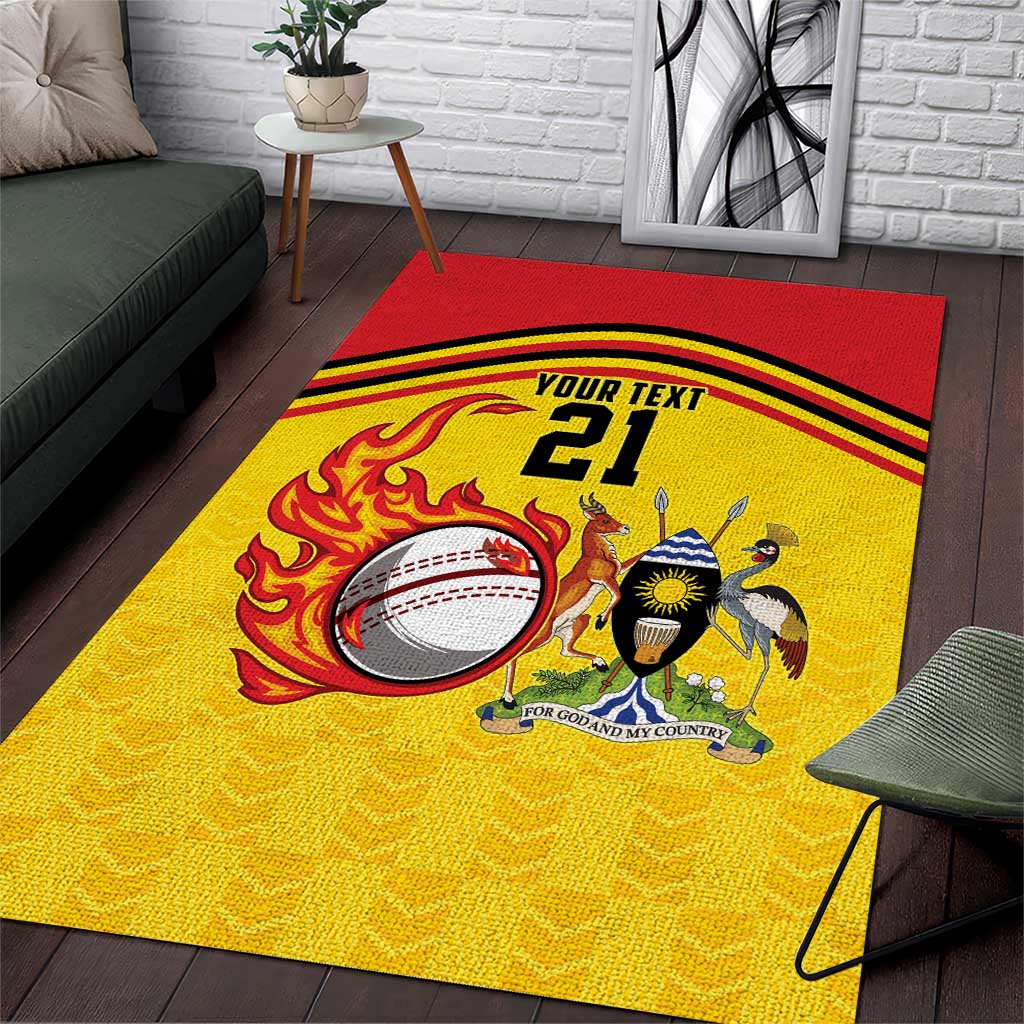 Custom Africa Cricket Uganda Area Rug Cranes Cricket Ball Fire - African Pride