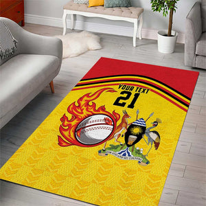 Custom Africa Cricket Uganda Area Rug Cranes Cricket Ball Fire - African Pride