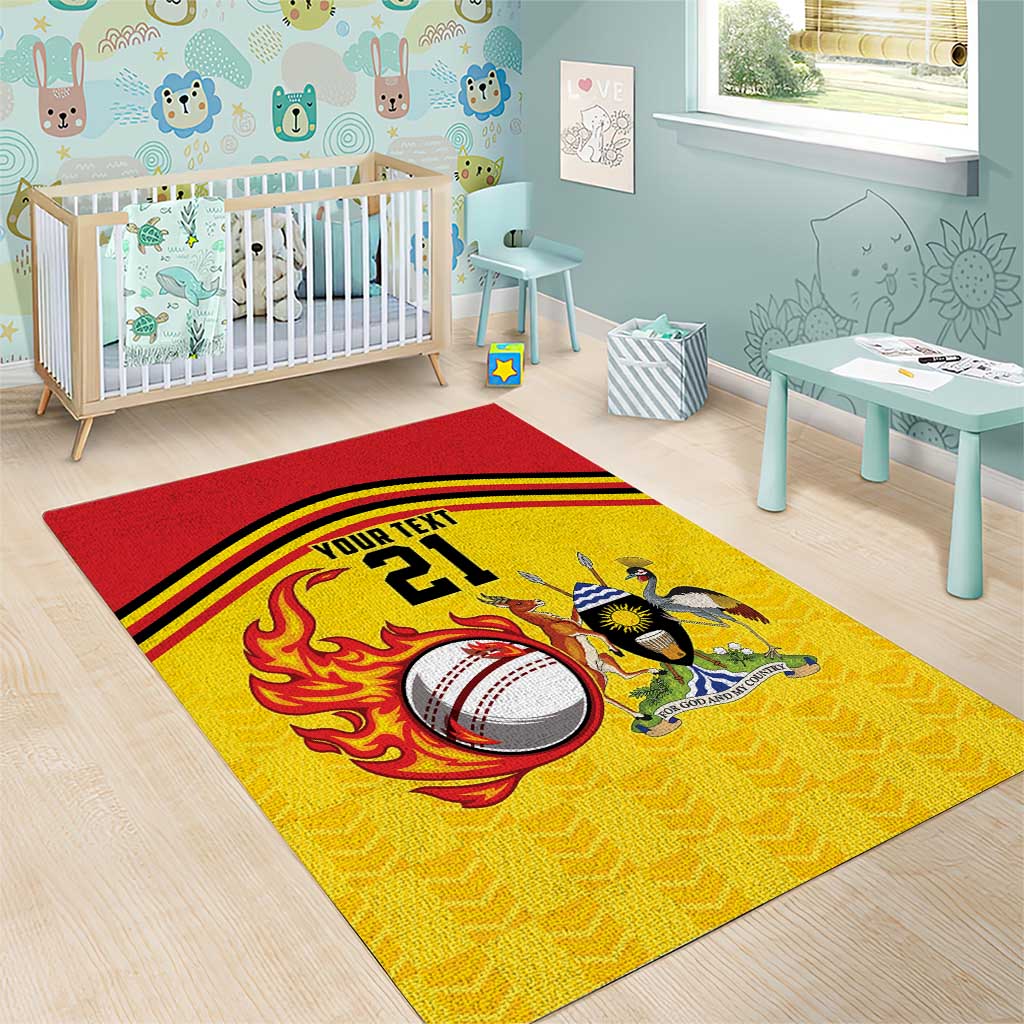 Custom Africa Cricket Uganda Area Rug Cranes Cricket Ball Fire - African Pride