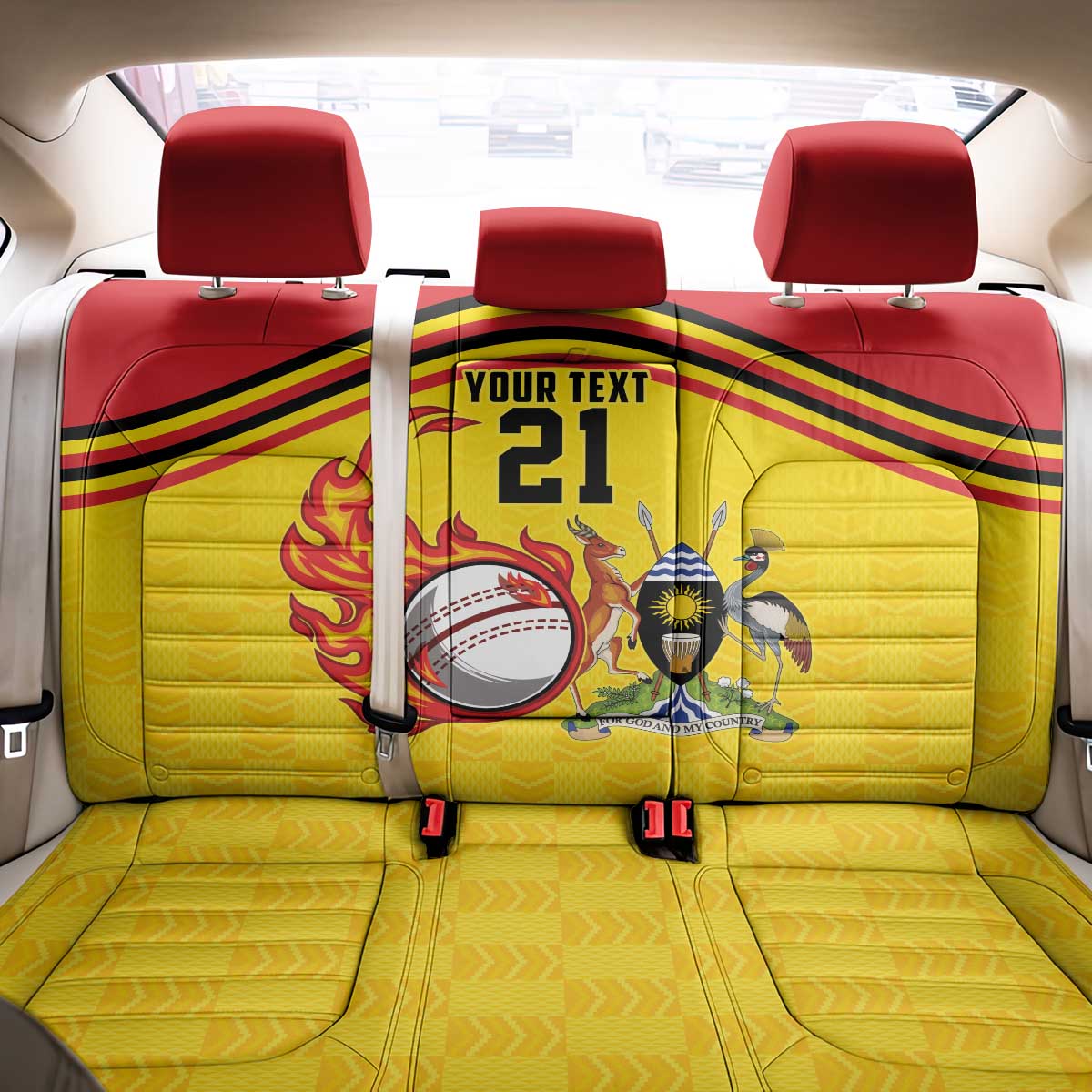 Custom Africa Cricket Uganda Back Car Seat Cover Cranes Cricket Ball Fire - African Pride