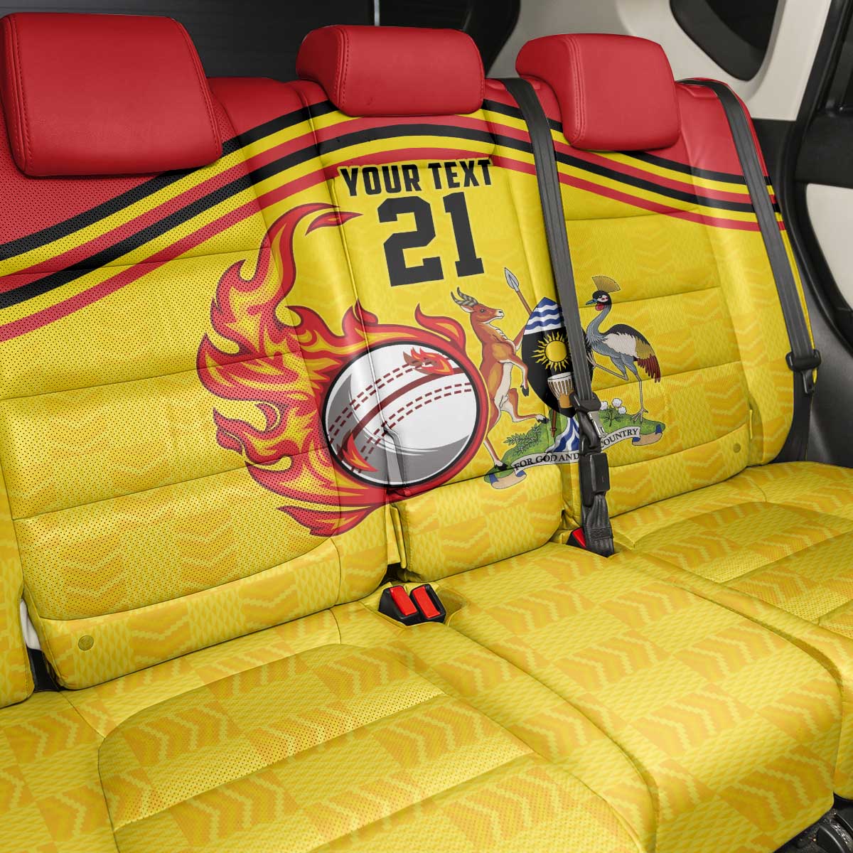 Custom Africa Cricket Uganda Back Car Seat Cover Cranes Cricket Ball Fire - African Pride