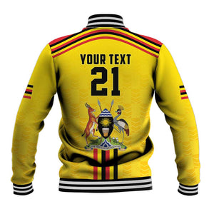 Custom Africa Cricket Uganda Baseball Jacket Cranes Cricket Ball Fire - African Pride