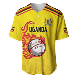 Custom Africa Cricket Uganda Baseball Jersey Cranes Cricket Ball Fire - African Pride