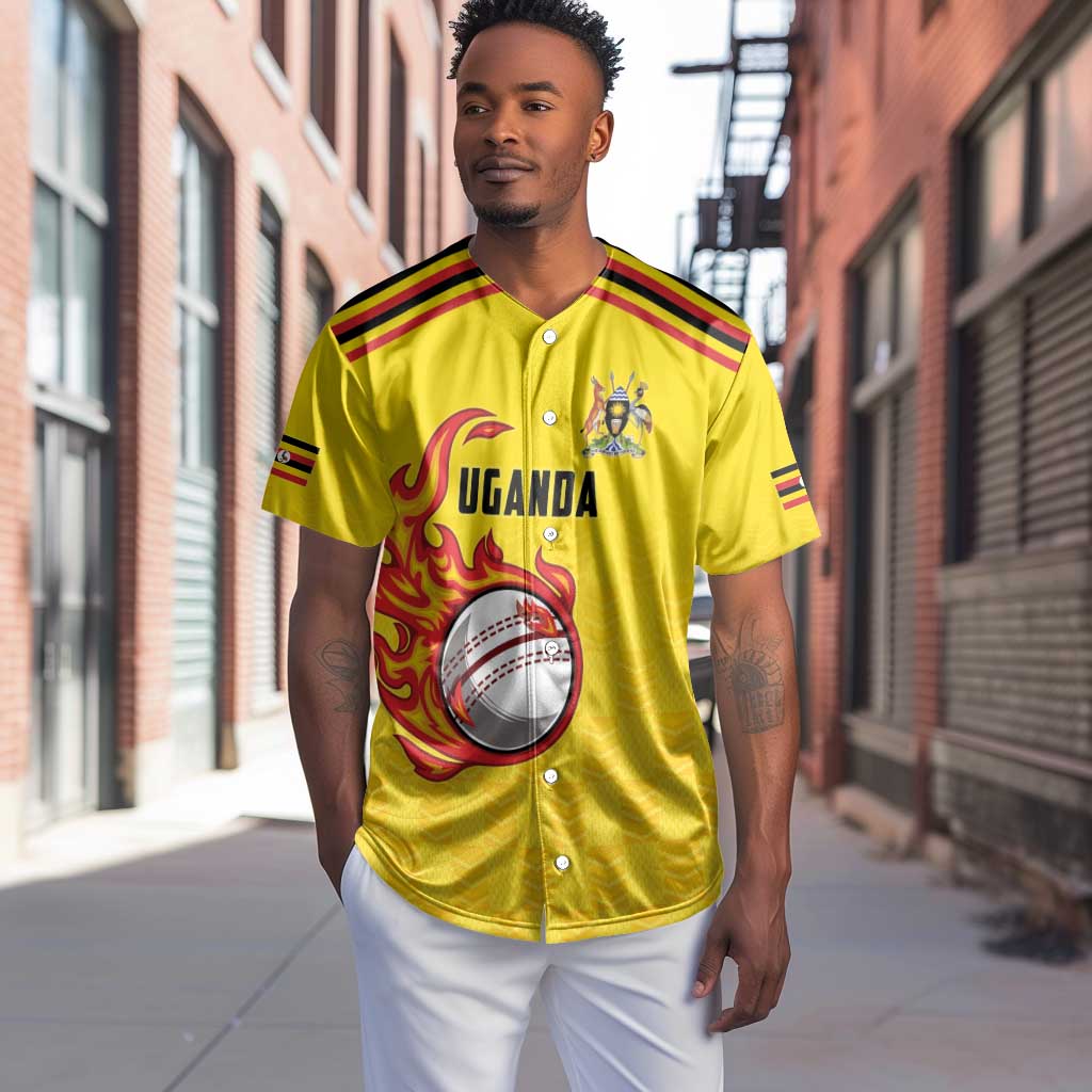 Custom Africa Cricket Uganda Baseball Jersey Cranes Cricket Ball Fire - African Pride