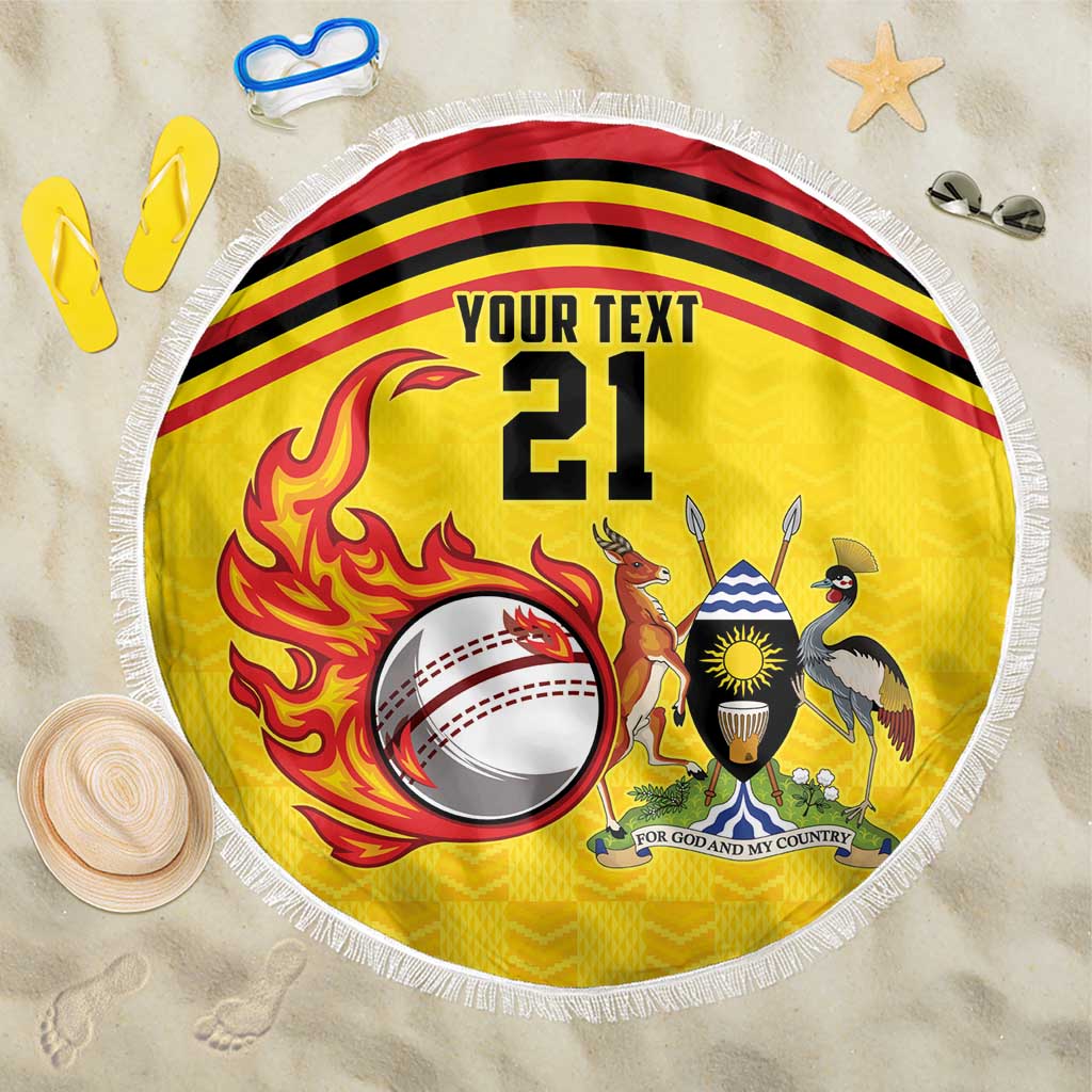 Custom Africa Cricket Uganda Beach Blanket Cranes Cricket Ball Fire - African Pride