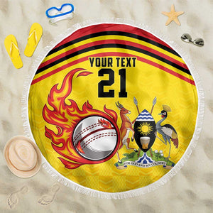 Custom Africa Cricket Uganda Beach Blanket Cranes Cricket Ball Fire - African Pride