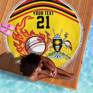 Custom Africa Cricket Uganda Beach Blanket Cranes Cricket Ball Fire - African Pride