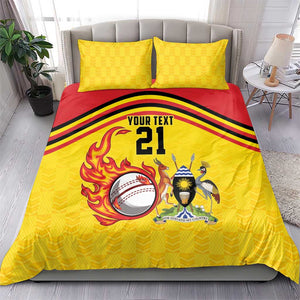 Custom Africa Cricket Uganda Bedding Set Cranes Cricket Ball Fire - African Pride