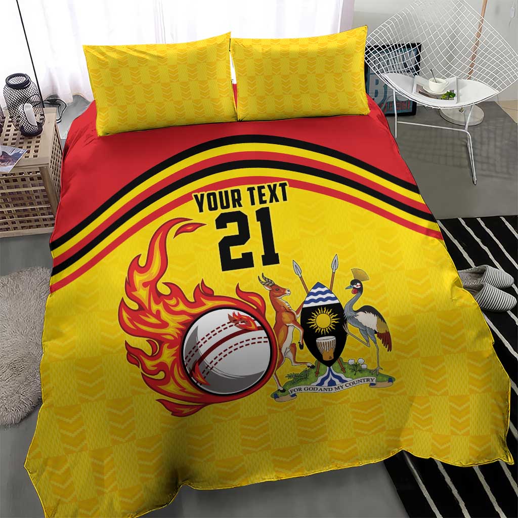 Custom Africa Cricket Uganda Bedding Set Cranes Cricket Ball Fire - African Pride