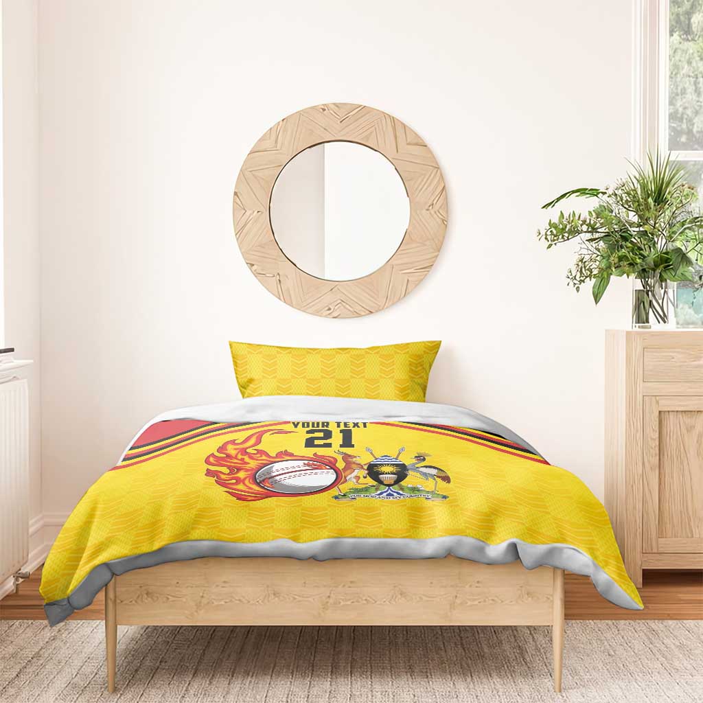 Custom Africa Cricket Uganda Bedding Set Cranes Cricket Ball Fire - African Pride