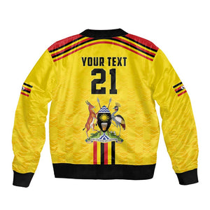 Custom Africa Cricket Uganda Bomber Jacket Cranes Cricket Ball Fire - African Pride