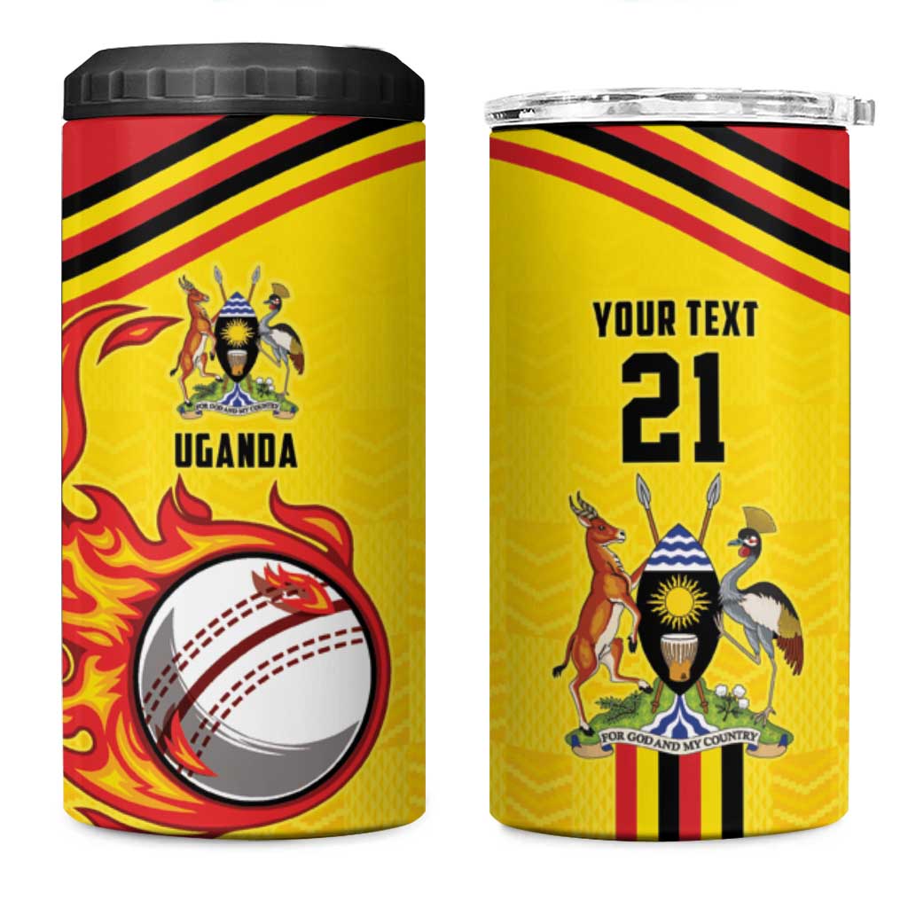 Custom Africa Cricket Uganda 4 in 1 Can Cooler Tumbler Cranes Cricket Ball Fire - African Pride