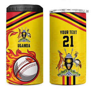 Custom Africa Cricket Uganda 4 in 1 Can Cooler Tumbler Cranes Cricket Ball Fire - African Pride