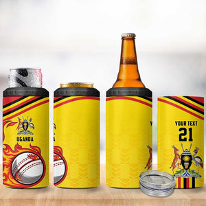 Custom Africa Cricket Uganda 4 in 1 Can Cooler Tumbler Cranes Cricket Ball Fire - African Pride
