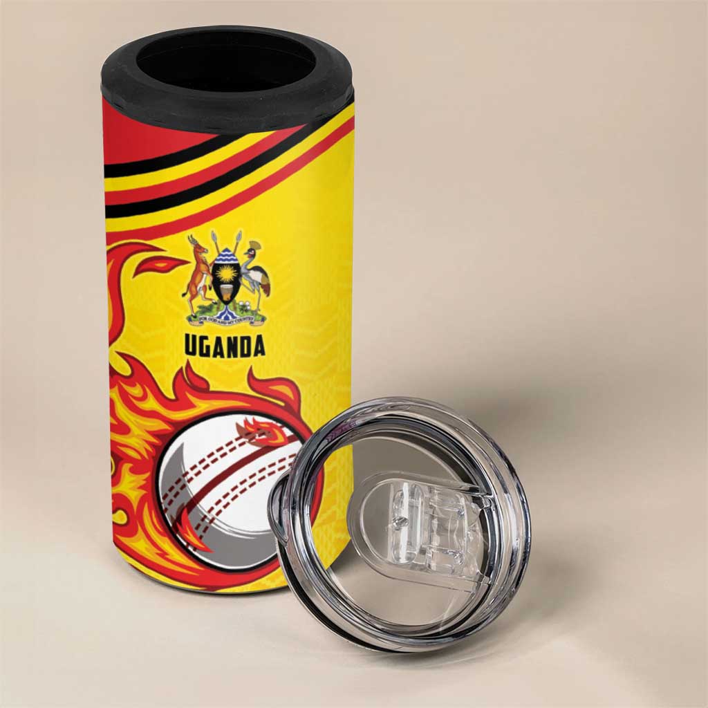 Custom Africa Cricket Uganda 4 in 1 Can Cooler Tumbler Cranes Cricket Ball Fire - African Pride