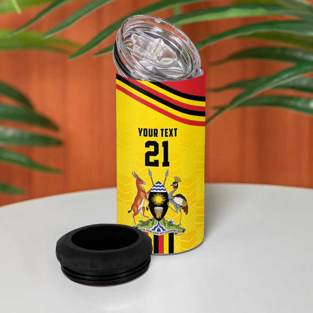 Custom Africa Cricket Uganda 4 in 1 Can Cooler Tumbler Cranes Cricket Ball Fire - African Pride