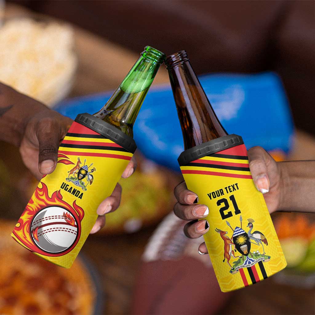 Custom Africa Cricket Uganda 4 in 1 Can Cooler Tumbler Cranes Cricket Ball Fire - African Pride
