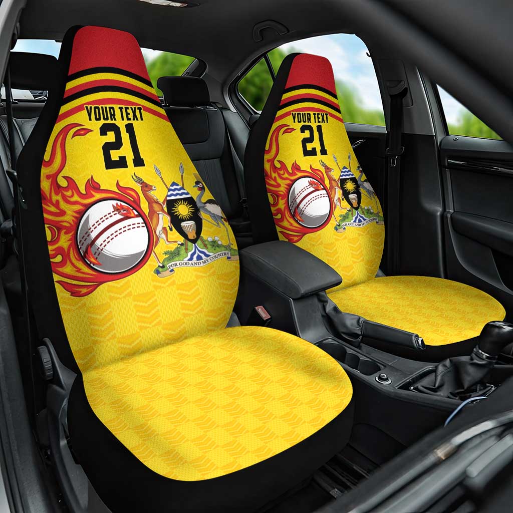 Custom Africa Cricket Uganda Car Seat Cover Cranes Cricket Ball Fire - African Pride