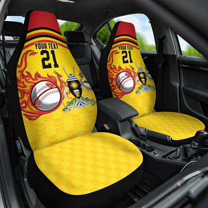 Custom Africa Cricket Uganda Car Seat Cover Cranes Cricket Ball Fire - African Pride