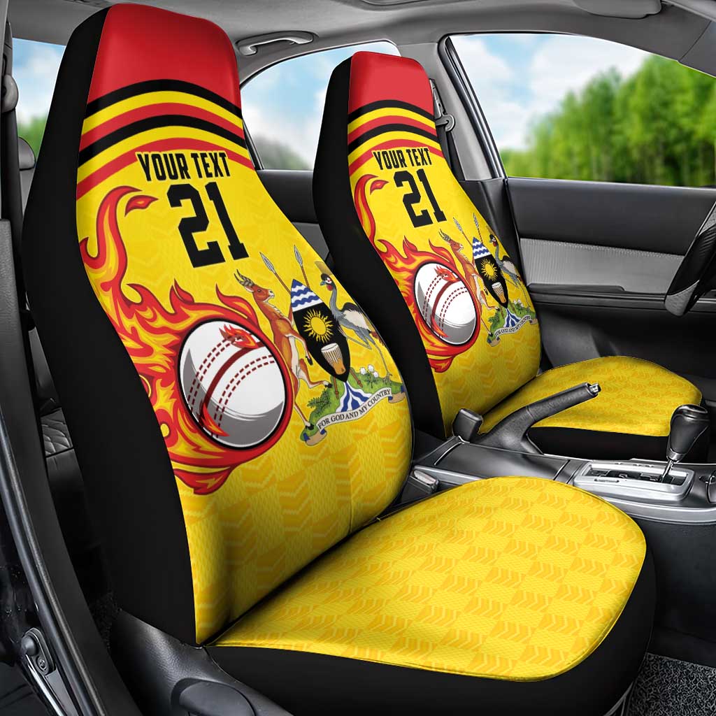 Custom Africa Cricket Uganda Car Seat Cover Cranes Cricket Ball Fire - African Pride