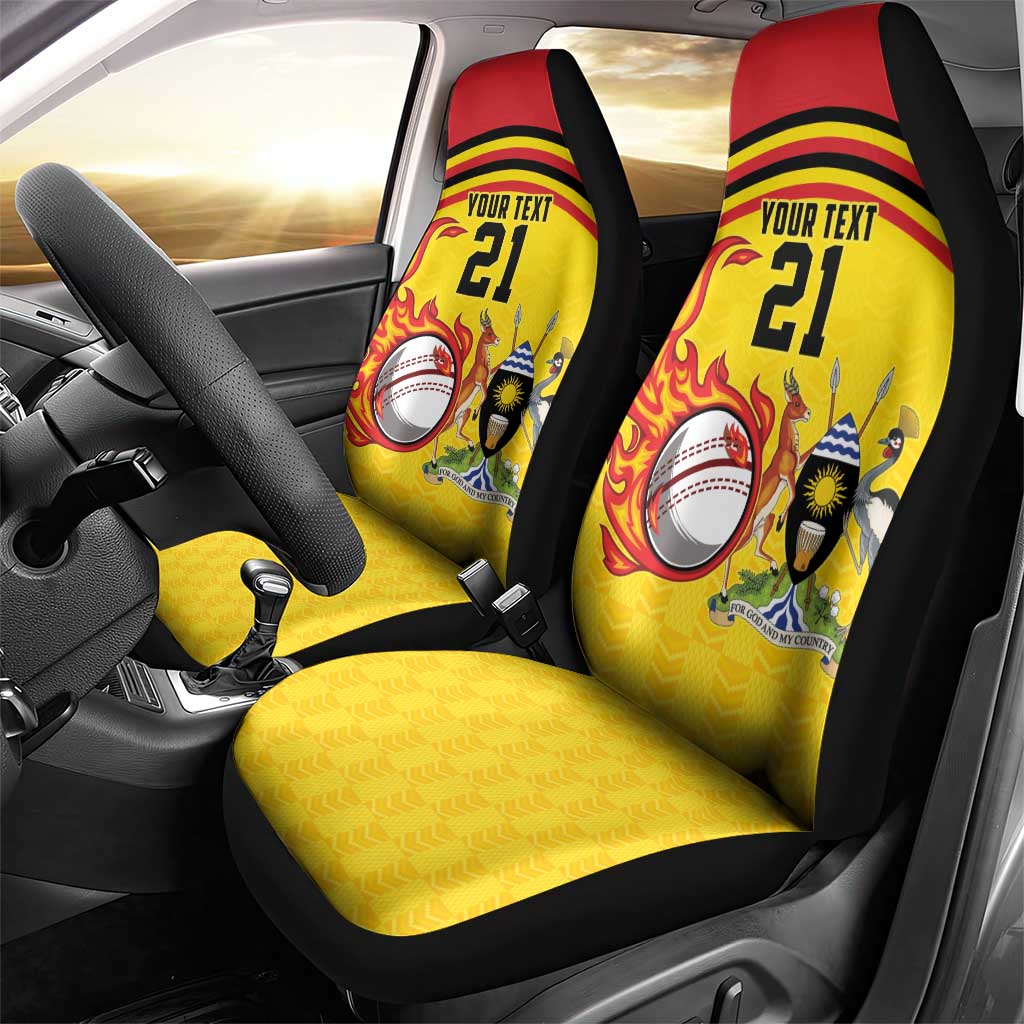 Custom Africa Cricket Uganda Car Seat Cover Cranes Cricket Ball Fire - African Pride