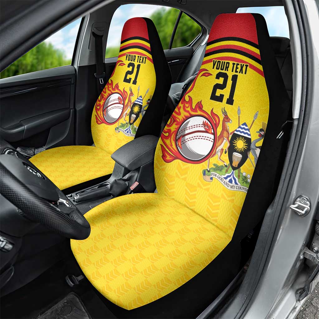 Custom Africa Cricket Uganda Car Seat Cover Cranes Cricket Ball Fire - African Pride