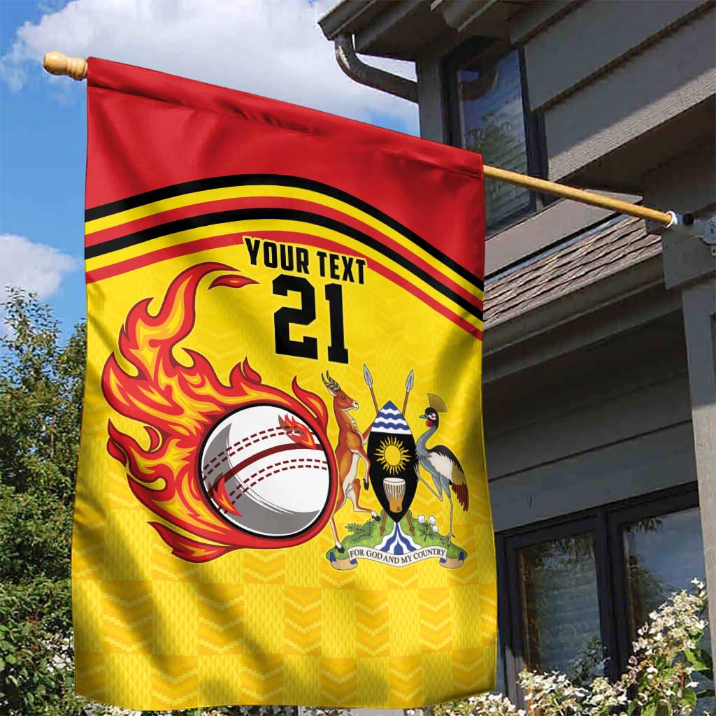 Custom Africa Cricket Uganda Garden Flag Cranes Cricket Ball Fire - African Pride