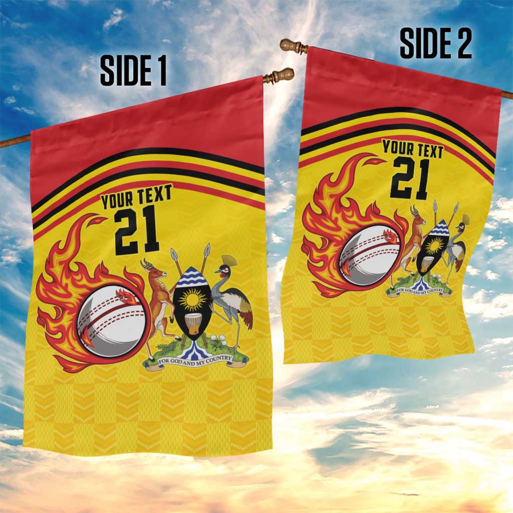 Custom Africa Cricket Uganda Garden Flag Cranes Cricket Ball Fire - African Pride