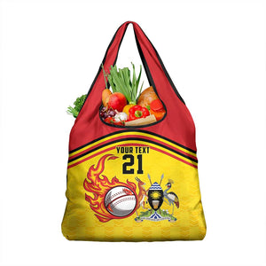 Custom Africa Cricket Uganda Grocery Bag Cranes Cricket Ball Fire - African Pride