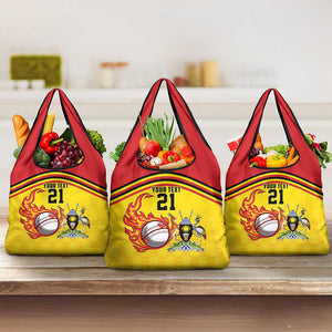 Custom Africa Cricket Uganda Grocery Bag Cranes Cricket Ball Fire - African Pride