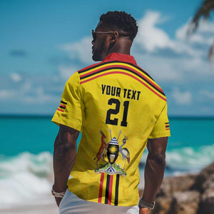 Custom Africa Cricket Uganda Hawaiian Shirt Cranes Cricket Ball Fire - African Pride