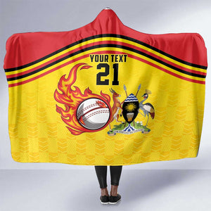 Custom Africa Cricket Uganda Hooded Blanket Cranes Cricket Ball Fire - African Pride