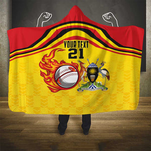 Custom Africa Cricket Uganda Hooded Blanket Cranes Cricket Ball Fire - African Pride