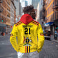 Custom Africa Cricket Uganda Hoodie Cranes Cricket Ball Fire - African Pride