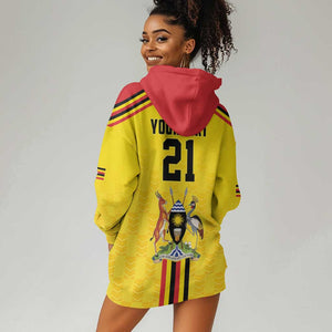 Custom Africa Cricket Uganda Hoodie Dress Cranes Cricket Ball Fire - African Pride