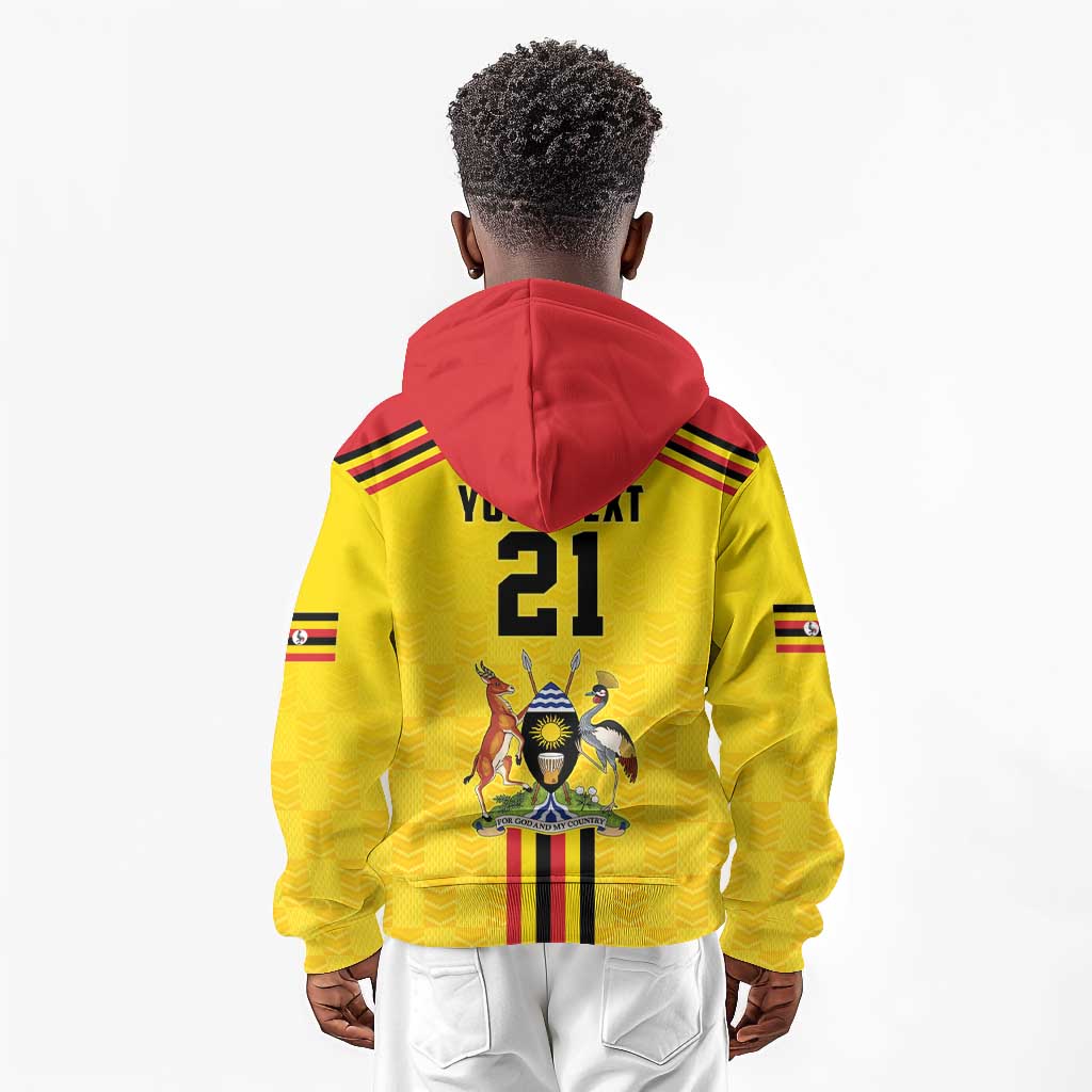 Custom Africa Cricket Uganda Kid Hoodie Cranes Cricket Ball Fire - African Pride