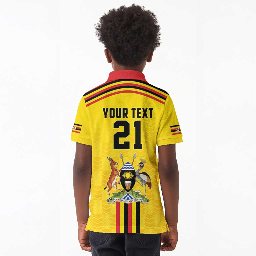 Custom Africa Cricket Uganda Kid Polo Shirt Cranes Cricket Ball Fire - African Pride