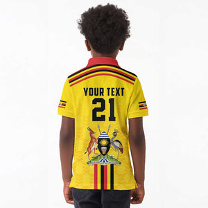 Custom Africa Cricket Uganda Kid Polo Shirt Cranes Cricket Ball Fire - African Pride
