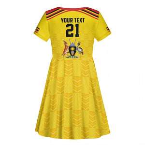 Custom Africa Cricket Uganda Kid Short Sleeve Dress Cranes Cricket Ball Fire - African Pride