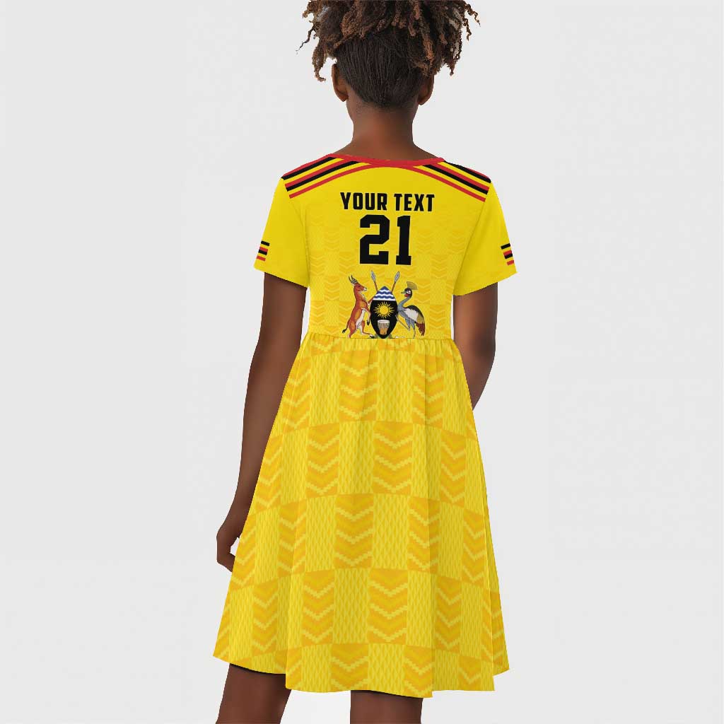 Custom Africa Cricket Uganda Kid Short Sleeve Dress Cranes Cricket Ball Fire - African Pride