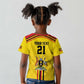 Custom Africa Cricket Uganda Kid T shirt Cranes Cricket Ball Fire - African Pride