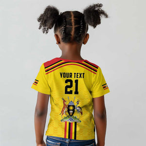 Custom Africa Cricket Uganda Kid T shirt Cranes Cricket Ball Fire - African Pride
