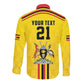 Custom Africa Cricket Uganda Long Sleeve Button Shirt Cranes Cricket Ball Fire - African Pride