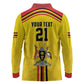 Custom Africa Cricket Uganda Long Sleeve Polo Shirt Cranes Cricket Ball Fire - African Pride