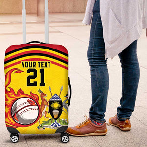 Custom Africa Cricket Uganda Luggage Cover Cranes Cricket Ball Fire - African Pride