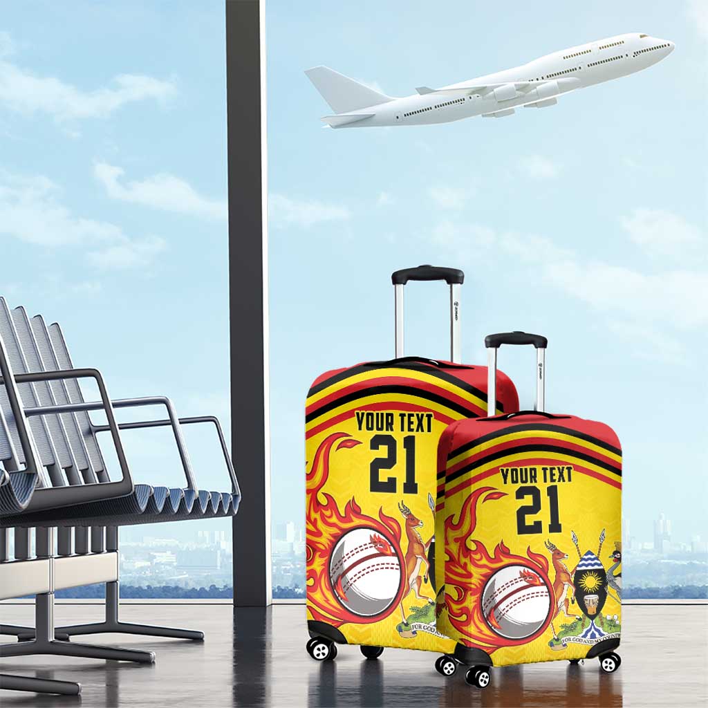 Custom Africa Cricket Uganda Luggage Cover Cranes Cricket Ball Fire - African Pride