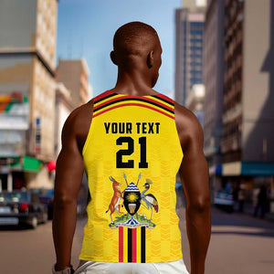 Custom Africa Cricket Uganda Men Tank Top Cranes Cricket Ball Fire - African Pride